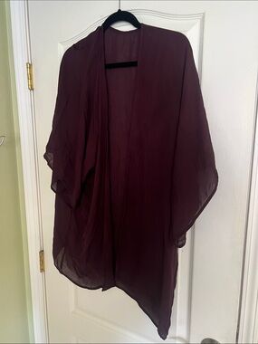 HayHay Couture Silk Blend Kimono Cardigan in Deep Plum